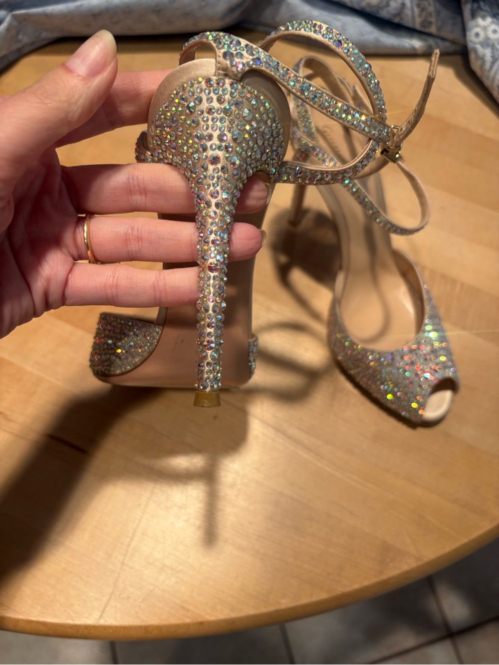 Gianvito Rossi Crystal-Embellished Satin Heels – Size 39